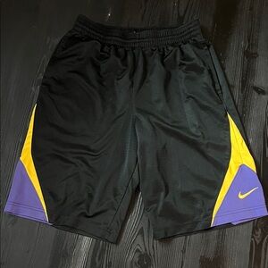 EUC | Nike | Men's Black Shorts with Yellow and Purple Accents | Small
